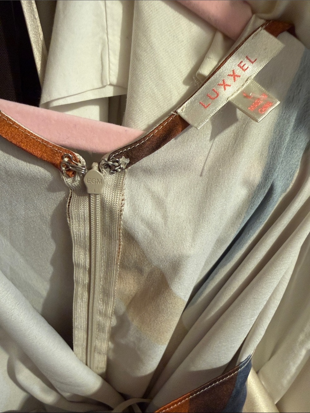 Luxxel Ivory Maxi Dress with Rust & Navy Abstract Print - Picture 4 of 4